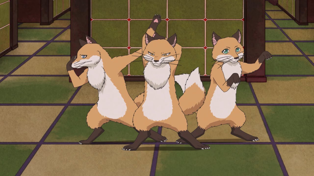 Million fox. Кицунэ и Тануки. Тануки лиса.