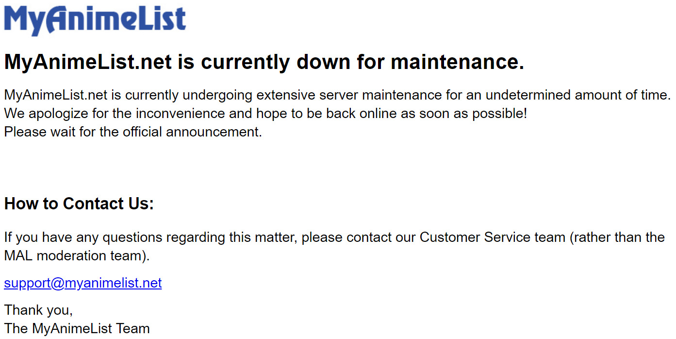 MyAnimeList прекратил работу на неопределенное время / Новости / Форум  Шикимори