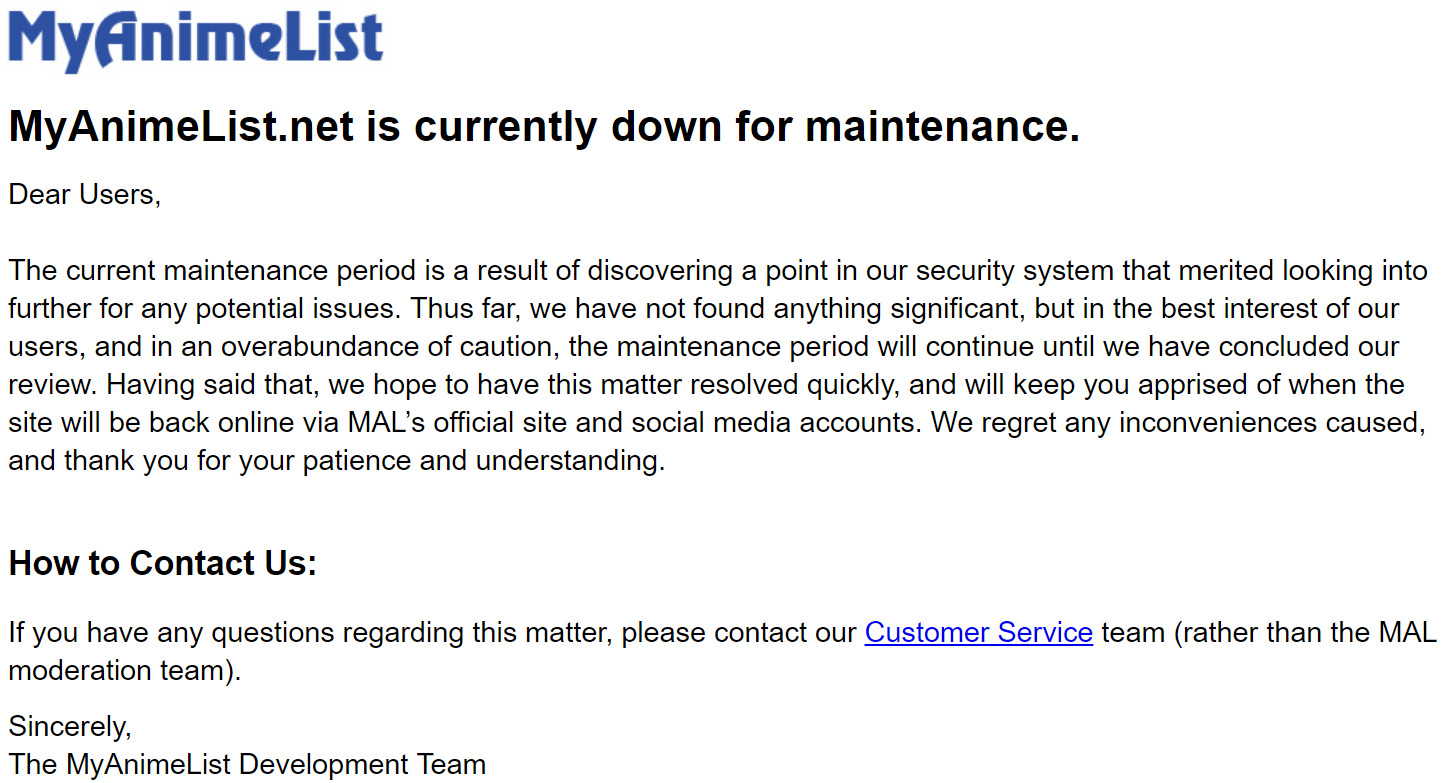 MyAnimeList прекратил работу на неопределенное время / Новости / Форум  Шикимори